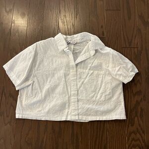 SO White Eyelet Button Down Shirt
